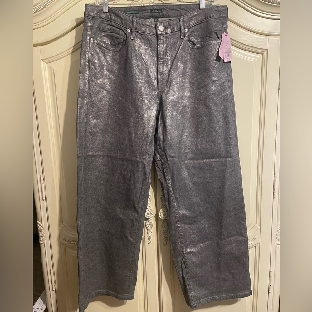 Wild Fable Silver Relaxed Jeans with Metallic Sheen Sz 17R
